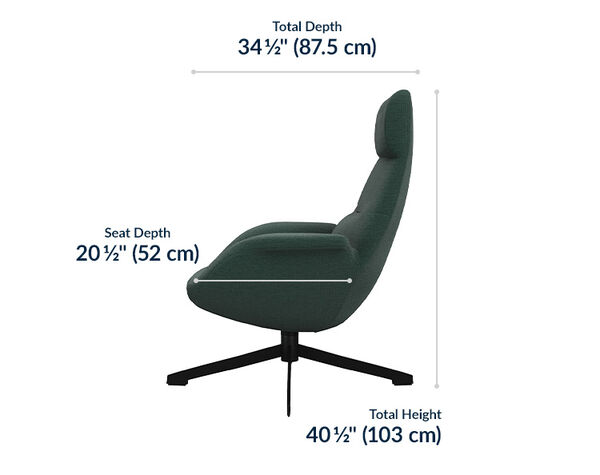 The total height of the lounge chair is 40 and half inches tall. Total seat depth is 20 and a half inches deep.