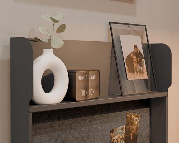 close up of hide-away desk with