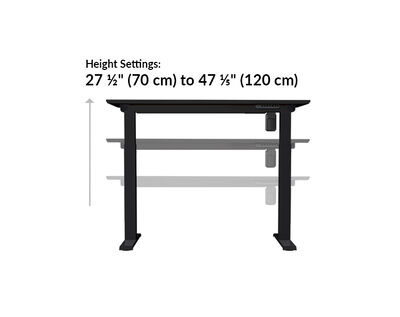Essential Electric Standing Desk 48x24 height ranges from 27 to 47 inches