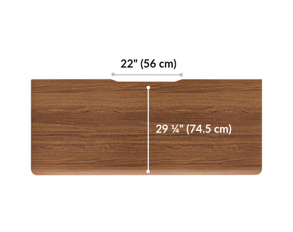The surface of the Electric Standing Desk 72x30 Walnut top is 29.25 inches deep