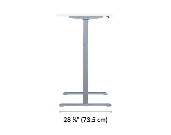The base of the Electric Standing Desk with ComfortEdge 48x30 White is 28.88 inches deep