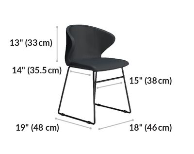 cafe chair seat back is 13 inches tall. Seat is 14 inches long.