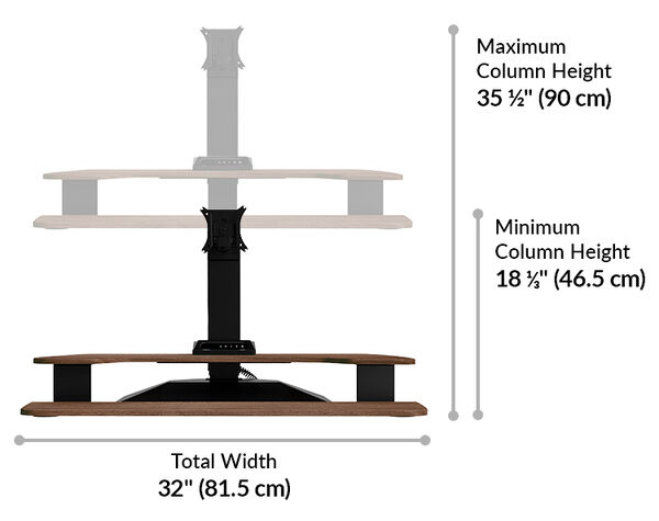 The total width of the premier electric single monitor converter is 32 inches wide