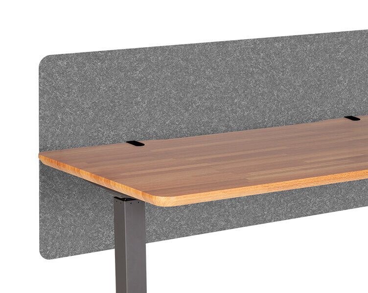 Closeup of felt panels attached to desk