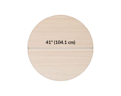 standing round table has a diameter of forty one inches