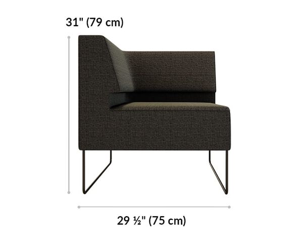 corner seat is 31 inches tall and 29 and a half inches wide