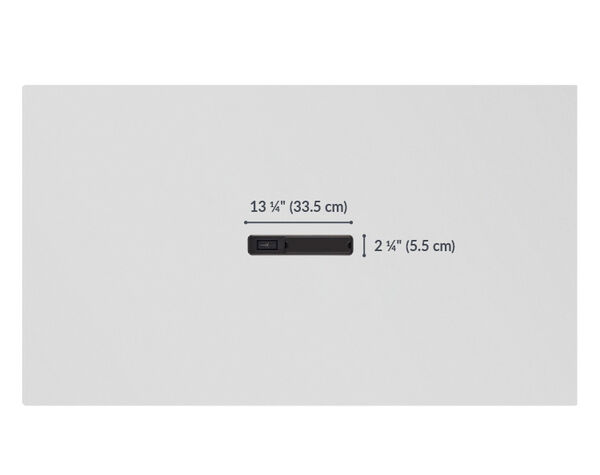 the standing conference table features a center grommet that has a length of 13 1/4 inches long and width of 2 ¼