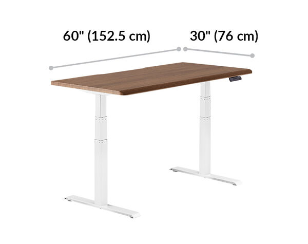 Electric Standing Desk with ComfortEdge™ 60x30 walnut is 60 inches wide and 30 inches deep
