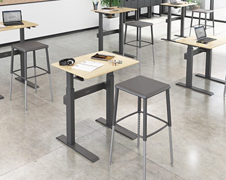 vari sit stand school desk 3 thorugh 12 with stool
