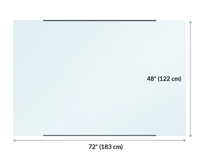 glass board measures 72 inches wide and 48 inches long