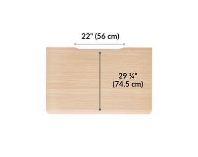 The surface of the Electric Standing Desk with ComfortEdge™ 48x30 Light Wood top is 29.25 inches deep