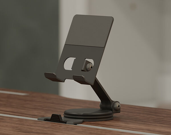 vari tech track laptop stand installed in a electric standing desk