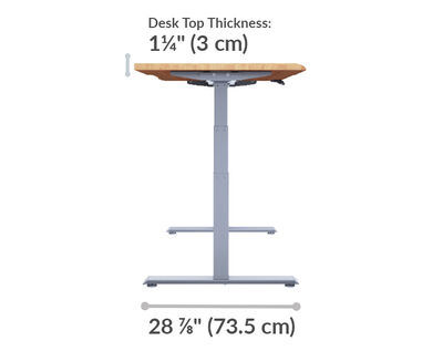 The base of the Electric Standing Desk 72x30 Black is 28.88 inches deep