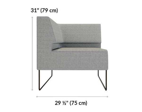 corner seat is 31 inches tall and 29 and a half inches wide