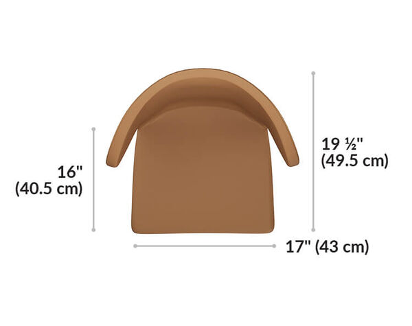 Top view of the Tall Side Chair and has a seat depth of 16 inches.