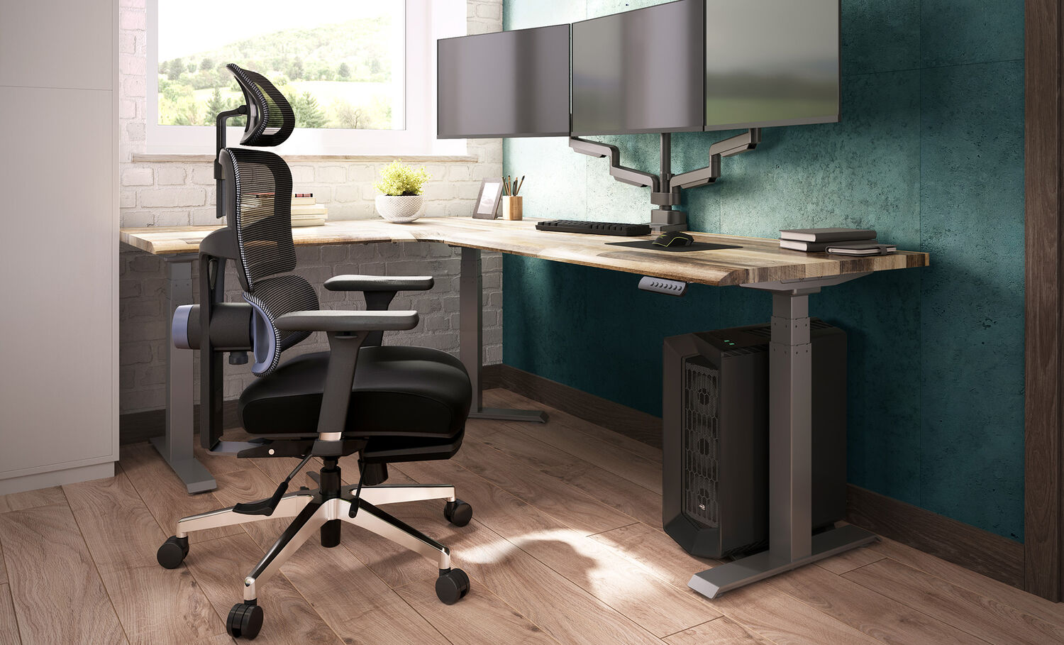 Vari ComfortFlex Office Chair setup in a home office showing angle view of the chair