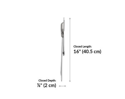 portable laptop stand closed length is 16 inches and closed depth is 7 eighth inches