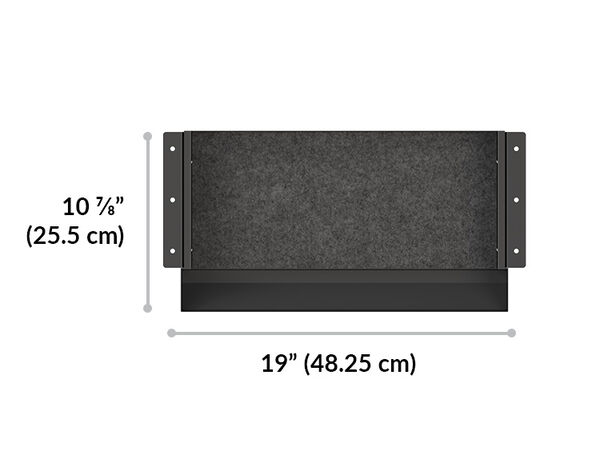 vari desk drawer storage space is 20 and a quarter inches wide and 11 and a quarter deep 