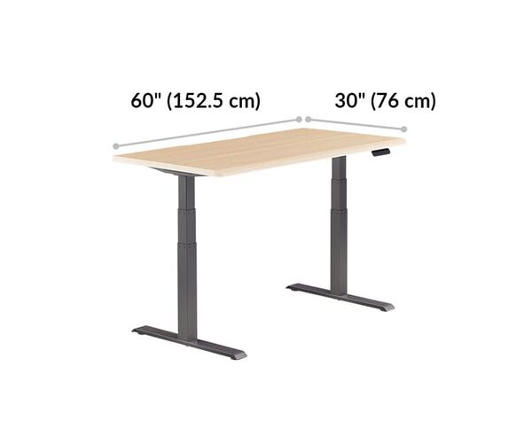 Electric Standing Desk ComfortEdge™ 60x30 Light Wood is 60 inches wide and 30 inches deep