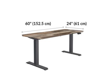 Vari electric standing desk 60 by 24 tabletop is 60 inches wide and 24 inches long