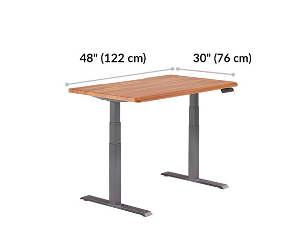 Electric Standing Desk with ComfortEdge 48x30 Butcher Block is 48 inches wide and 30 inches deep
