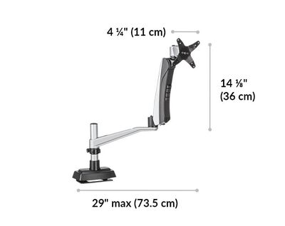 Dual Monitor Arm can extend out up to 29 inches