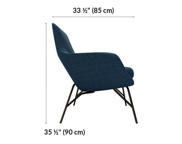 arm chair is 33 and a half inches deep and 35 and a half inches tall