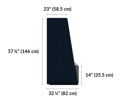 High Back Chair is 32 and a quarter inches deep and 57 and a half inches tall.