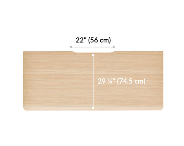 The surface of the Electric Standing Desk with ComfortEdge™  72x30 Light Wood top is 29.25 inches deep