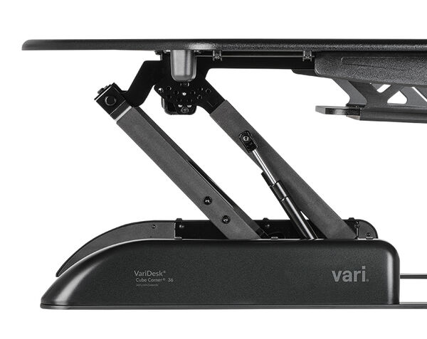 Varidesk cube corner height adjustment mechanism