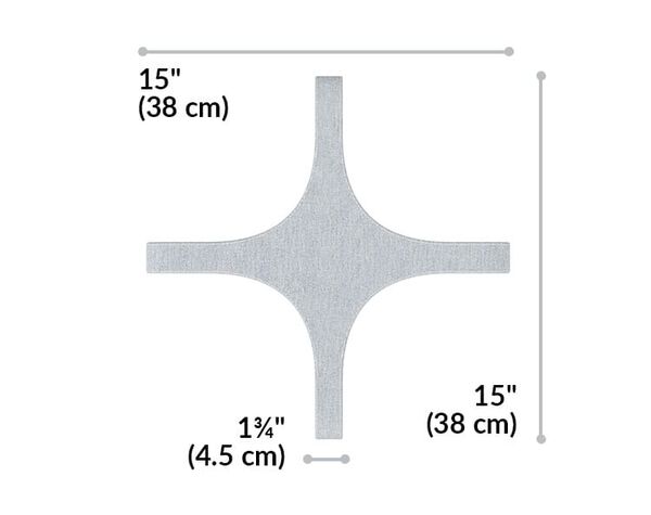 quickflex cubes x connection is fifteen inches wide, one and three quarters of an inch deep deep and one and fifteen inches wide