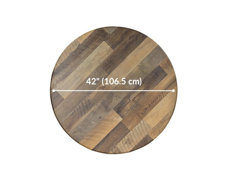 standing round table is 42 inches wide