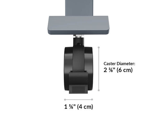 the diameter of an electric standing desk caster is two and three eighth inches