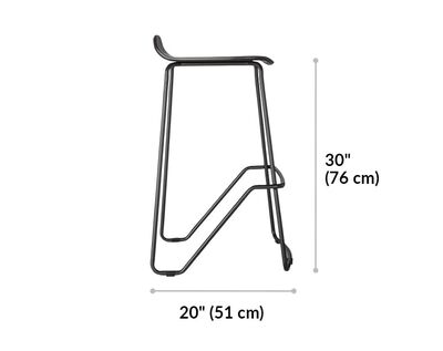 wood conference stool base is 20 inches deep and the seat is 30 inches high