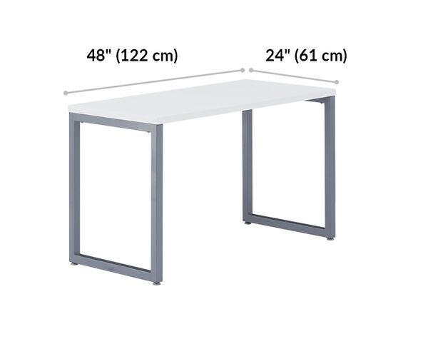white vari table 48 by 24 width 48 inches