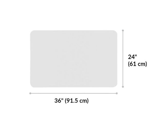 standing workstation tabletop is 36 inches wide and 24 inches long