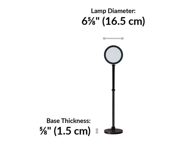 LED Studio Lamp diameter is 6 and five eighth inches wide