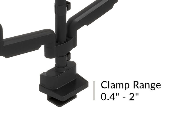 Triple Monitor Arm clamp is compatible with any desk or table that ranges from a .4 inch to 2 inch thickness