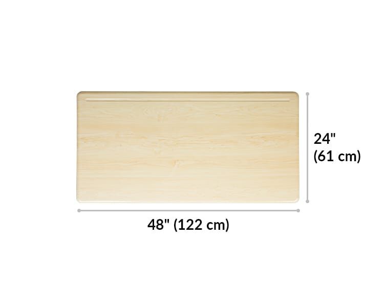 desktop measures 28 inches by 48 inches