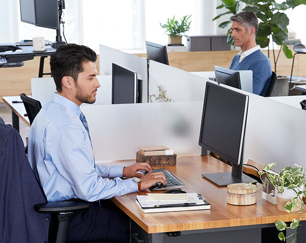 one panel separates two desks