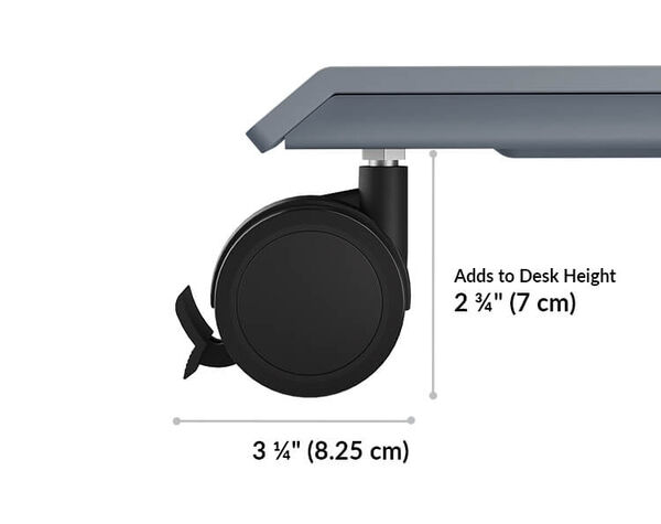 the caster adds two and three fourth inches to a vari electric standing desk