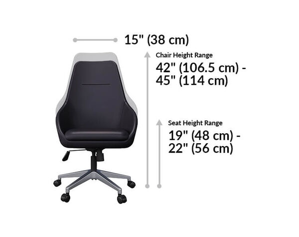 High Back Conference Chair height ranges from 19 to 22 inches. 