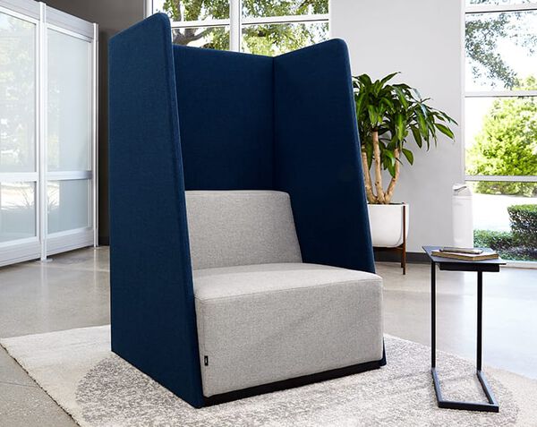 High Back Chair with laptop side table in office setting