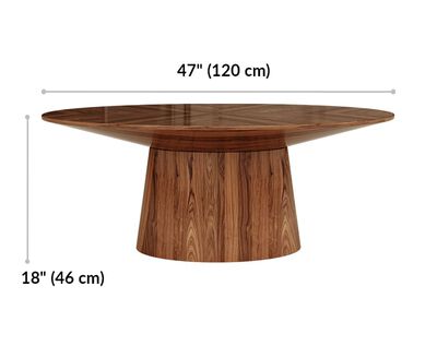 coffee table is 47 inches wide and 18 inches tall