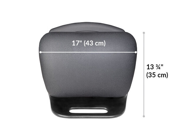 active seat cushion is 17 inches wide and 13 and 3 quarter inches long