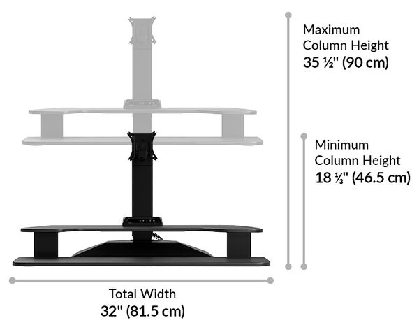 The total width of the premier electric single monitor converter is 32 inches wide
