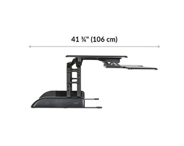 Dimension image shows that the desk riser is a total of 41.75 inches deep