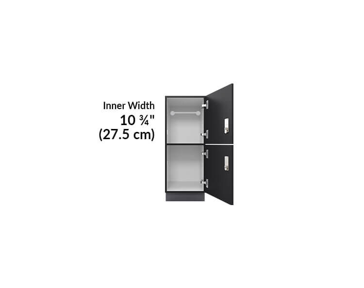 low locker is 10 and three quarter inches wide