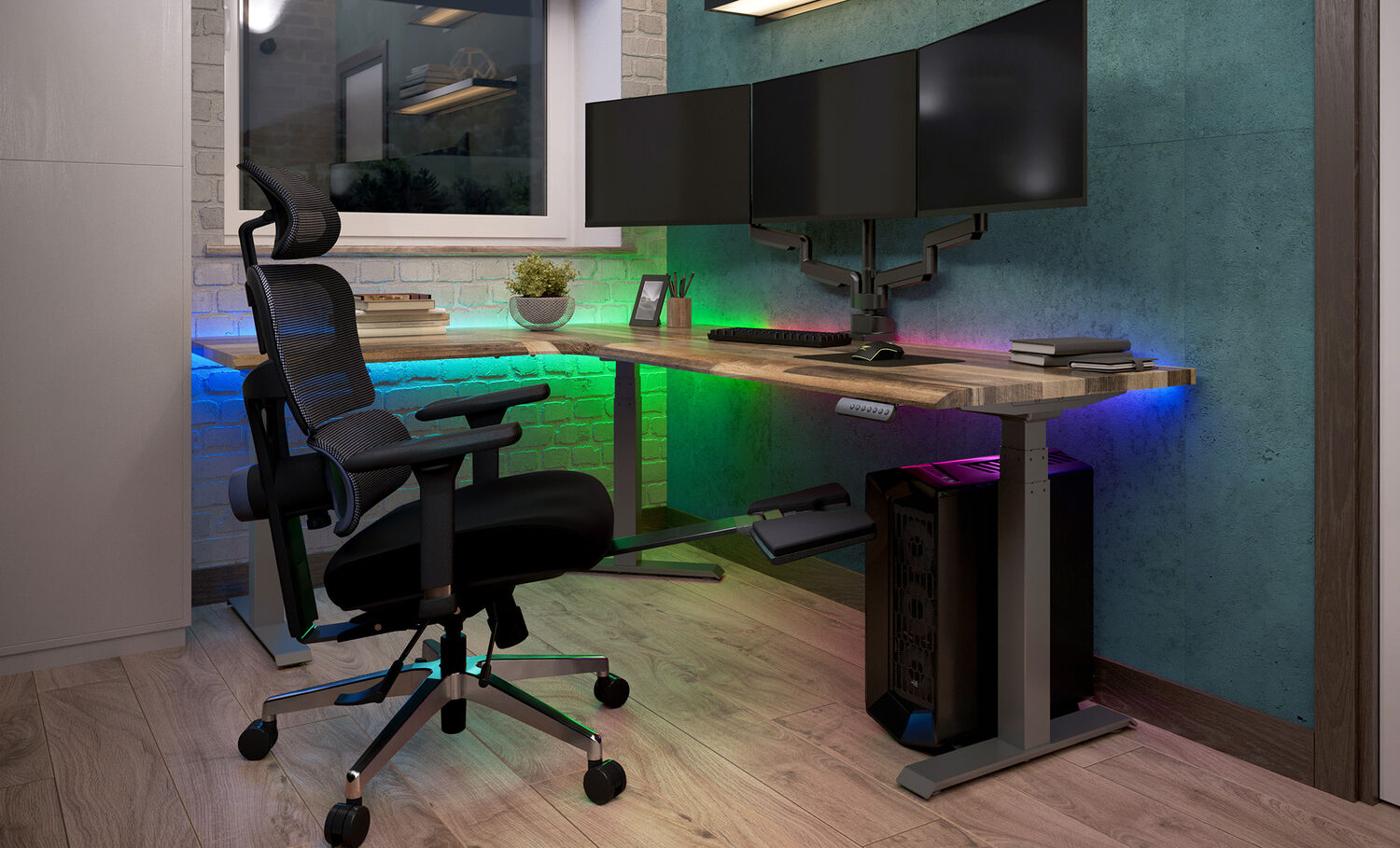 Vari ComfortFlex Office Chair used in a home office gaming setup