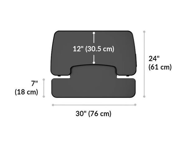 collapsed, the essential vertical lift 30 is 30 inches wide and 24 inches long